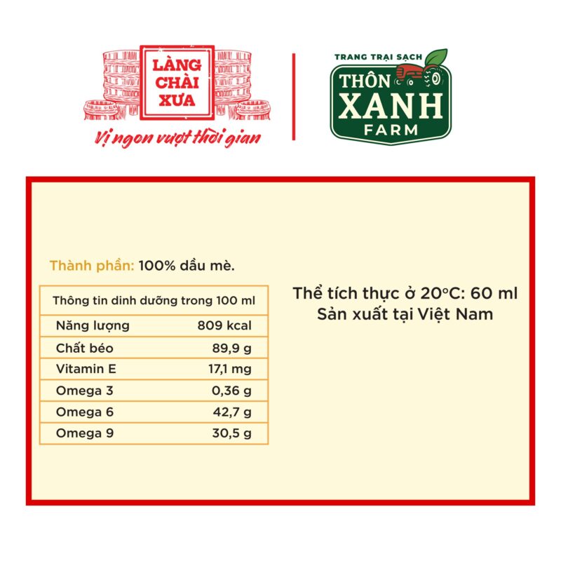 Alternative view of [Lốc 4 chai 60ml] Dầu mè dinh dưỡng Thôn Xanh Farm ép nguội tự nhiên cho bé ăn dặm - Làng Chài Xưa