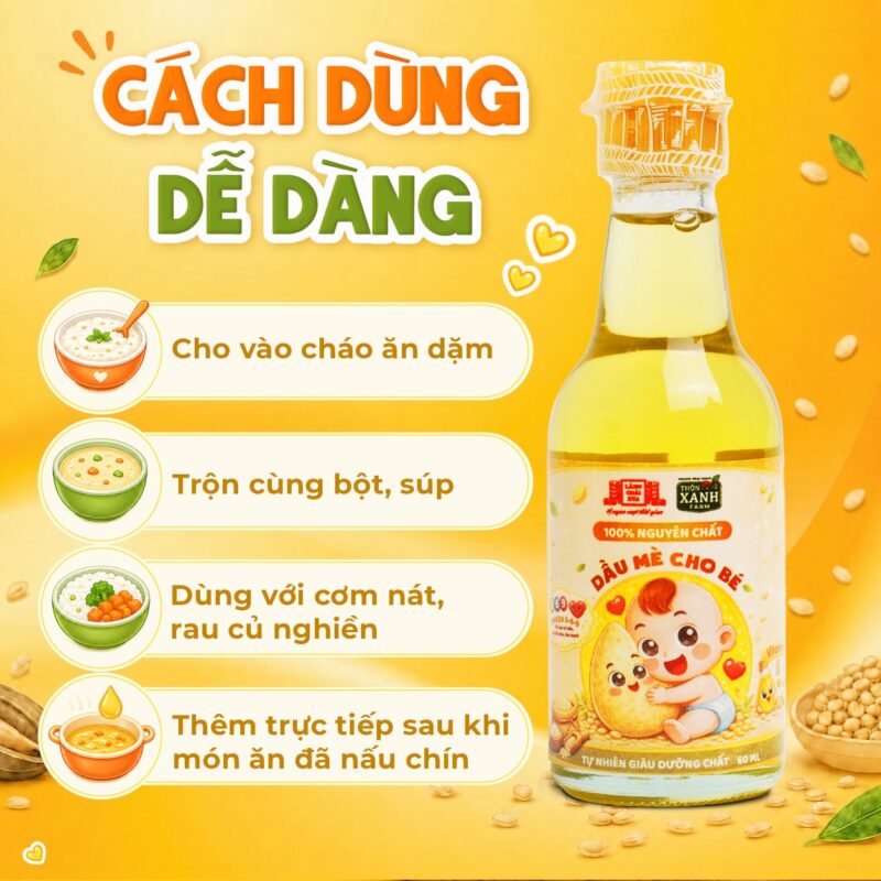 loc 4 chai 60ml dau me dinh duong thon xanh farm ep nguoi tu nhien cho be an dam lang chai xua 2