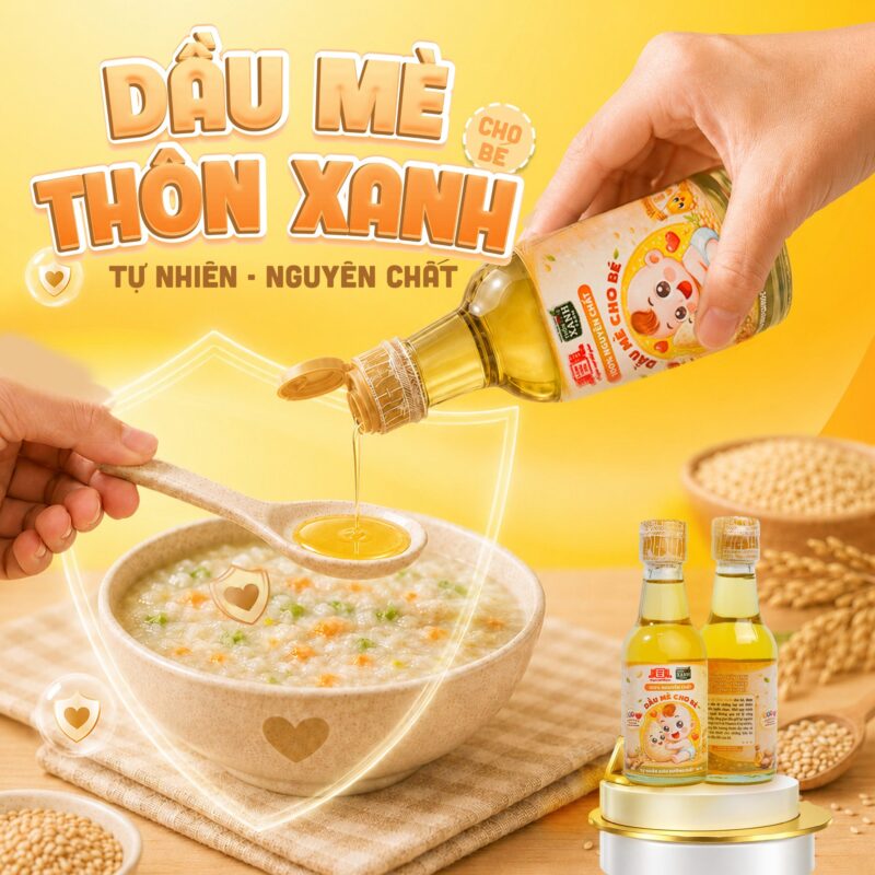 loc 4 chai 60ml dau me dinh duong thon xanh farm ep nguoi tu nhien cho be an dam lang chai xua 4