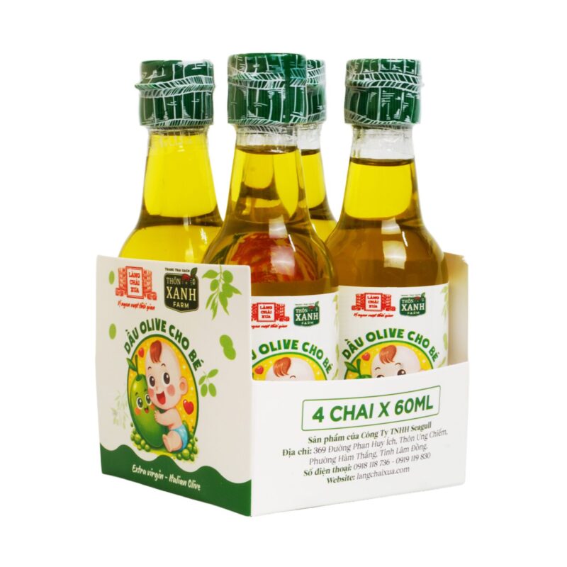 [Lốc 4 chai 60ml] Dầu olive nguyên chất Thôn Xanh Farm ép lạnh Italian Olive cho bé ăn dặm - Làng Chài Xưa