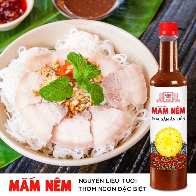 Bún thịt heo luộc ăn kèm mắm nêm pha sẵn Làng Chài Xưa