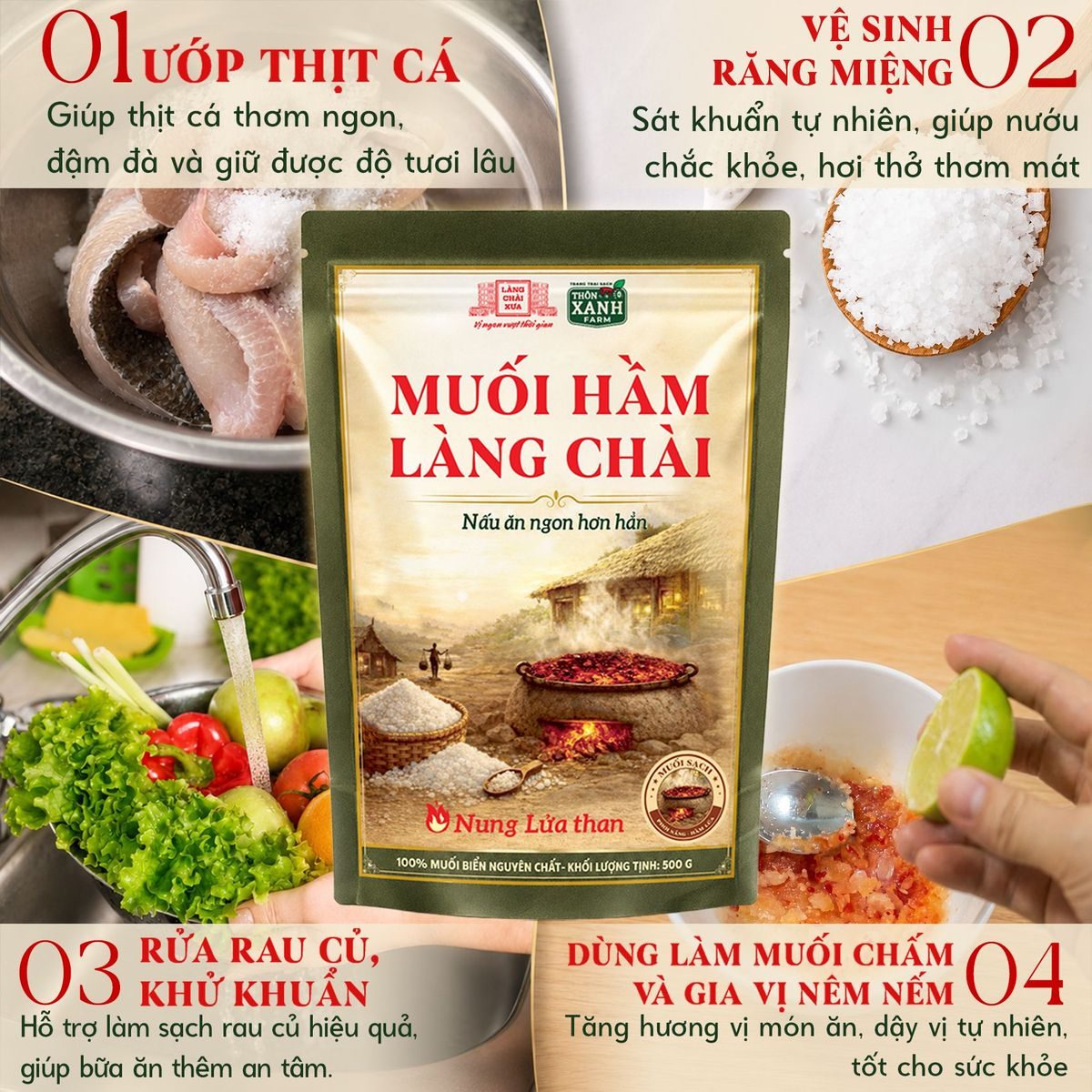 Muối Hầm Làng Chài Xưa Túi 500g 23 Muối Hầm Làng Chài Xưa Túi 500g