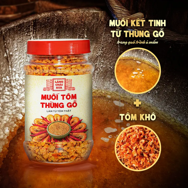 muối tôm thùng gỗ