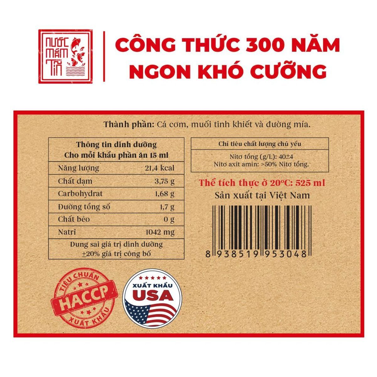 Nước Mắm Tĩn Nhãn Đỏ Độ Đạm 40N Chai Thủy Tinh 525ml - Làng Chài Xưa 24 Nước Mắm Tĩn Nhãn Đỏ Độ Đạm 40N Chai Thủy Tinh 525ml - Làng Chài Xưa