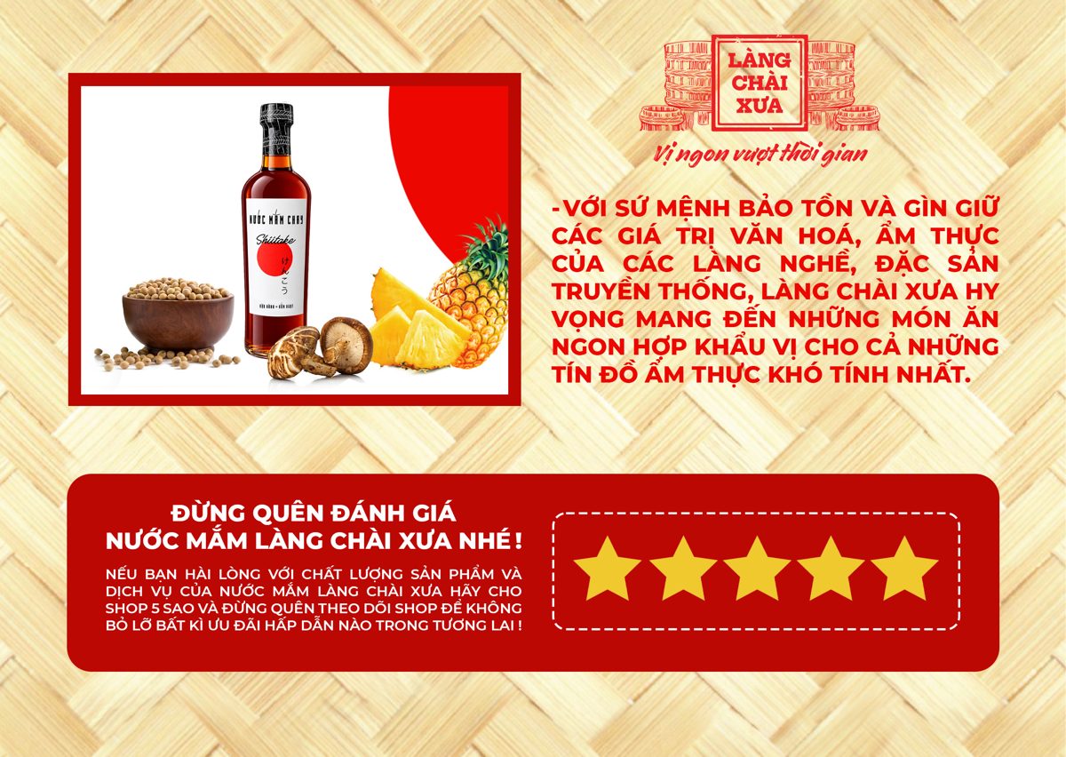Nước Mắm Chay Shiitake Làng Chài Xưa Chai Thủy Tinh 500ml