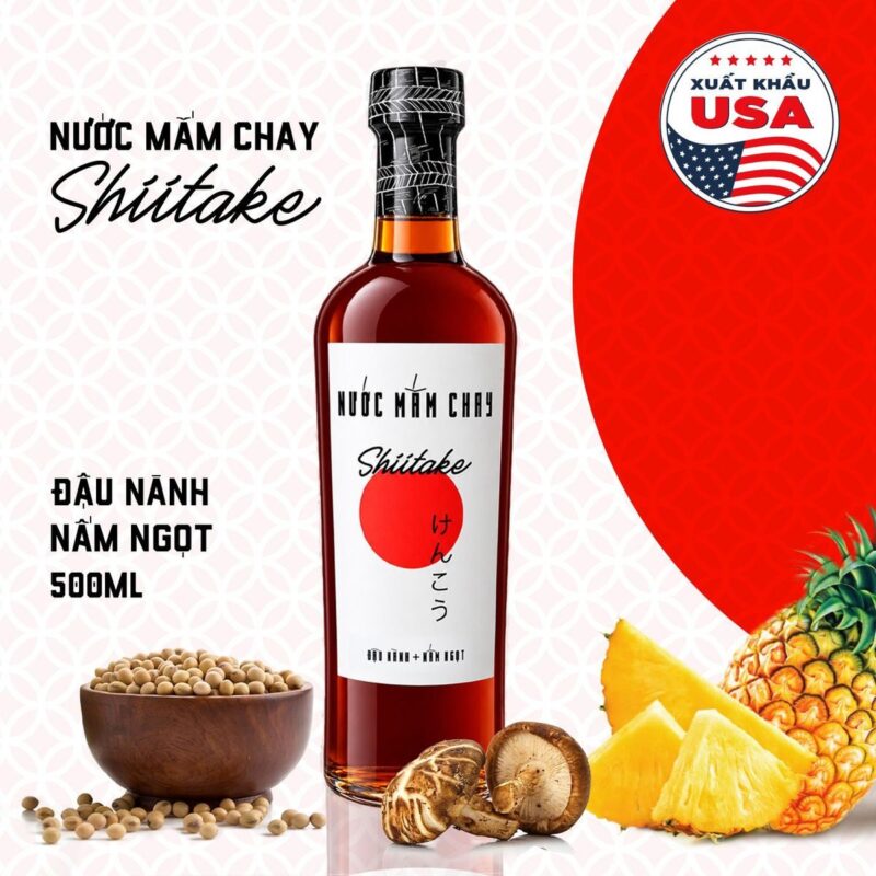 Nước Mắm Chay Shiitake Làng Chài Xưa Chai Thủy Tinh 500ml