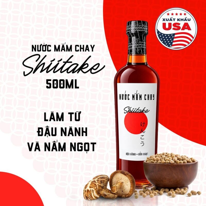 Nước Mắm Chay Shiitake Làng Chài Xưa Chai Thủy Tinh 500ml
