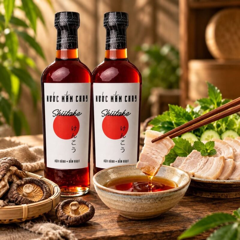 Nước Mắm Chay Shiitake Làng Chài Xưa Chai Thủy Tinh 500ml