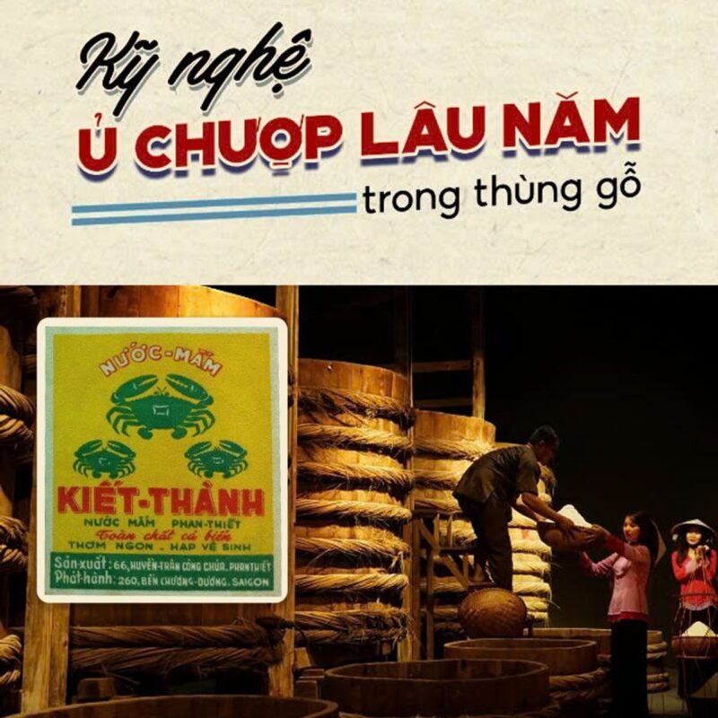 Nước mắm Kiết Thành ủ chượp lâu năm trong thùng gỗ