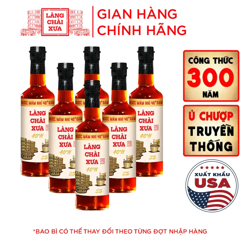 [Combo 6 chai] Nước mắm nhỉ nhãn vàng 40 độ đạm 500ml