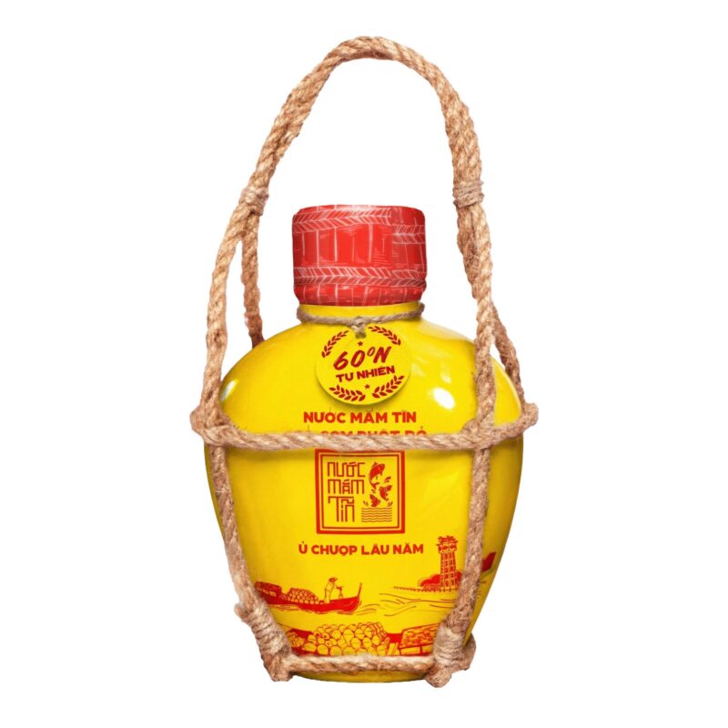 01 Bình gốm nước mắm Tĩn cá cơm ruột đỏ độ đạm 60N-250ml