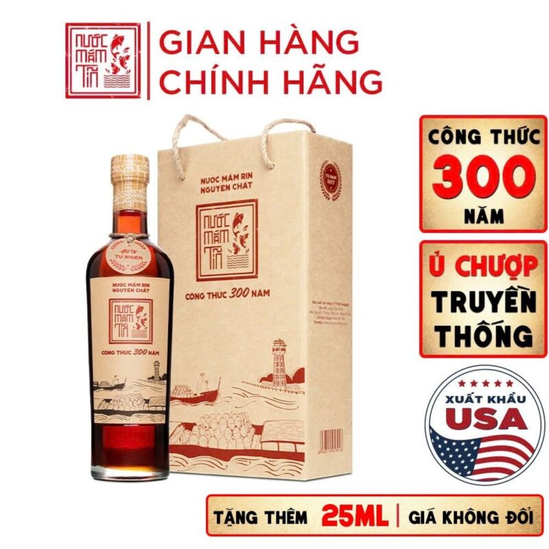 Nước mắm Tĩn nhãn đỏ 40N chai thủy tinh 525ml