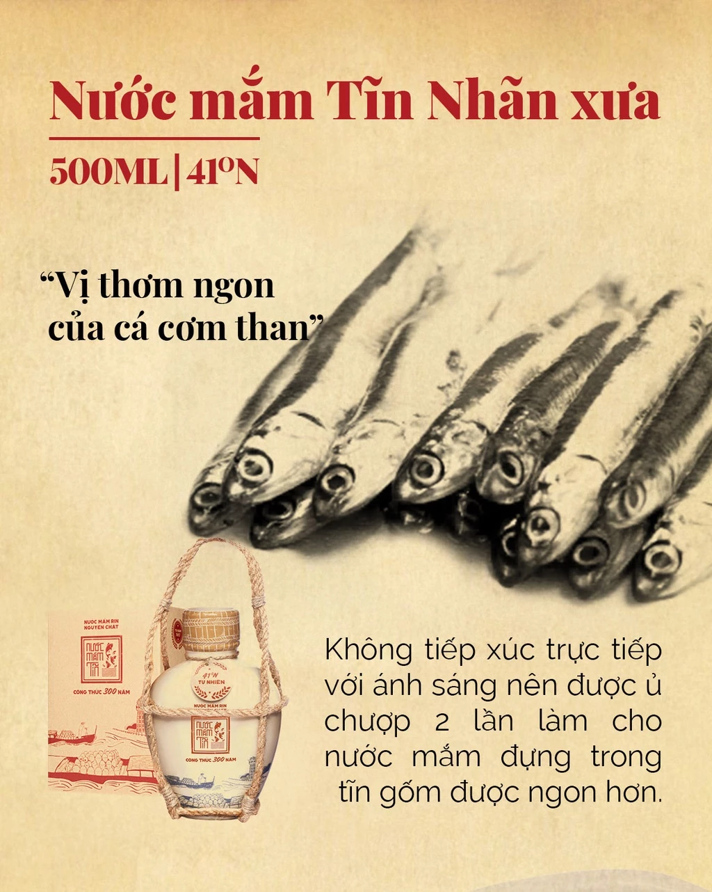 Nước mắm Tĩn nhãn xưa cá cơm than độ đạm 41N-500ml 10 nuoc mam tin nhan xua do dam 41n 500ml 2
