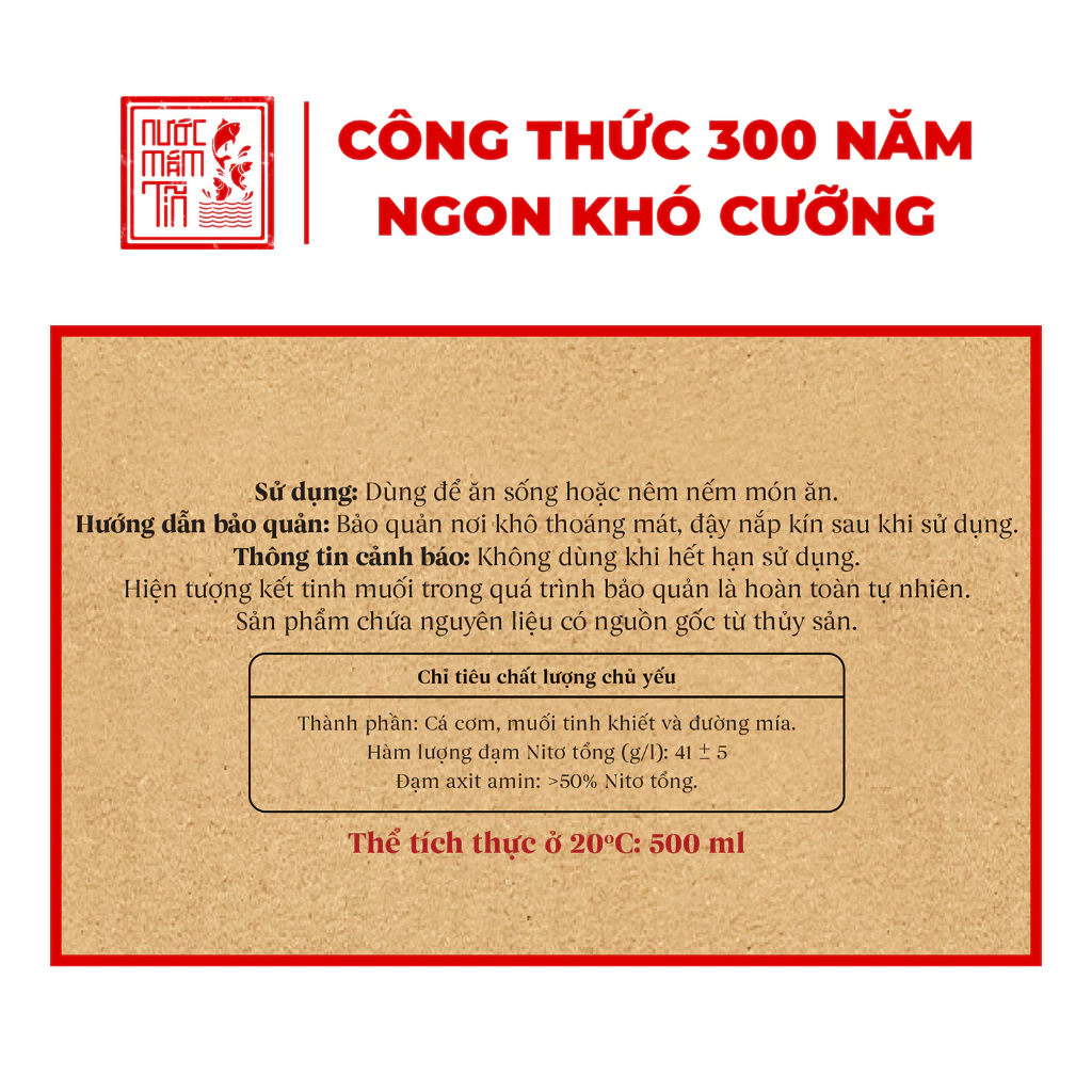 Nước mắm Tĩn nhãn xưa cá cơm than độ đạm 41N-500ml 2 Nước mắm Tĩn nhãn xưa cá cơm than độ đạm 41N-500ml - Ảnh 2