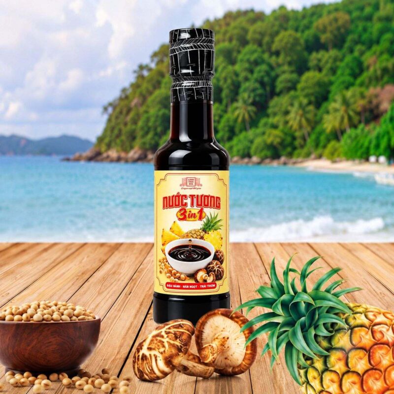 Chai nước tương 3 trong 1 250ml bên đậu nành, nấm ngọt và trái thơm