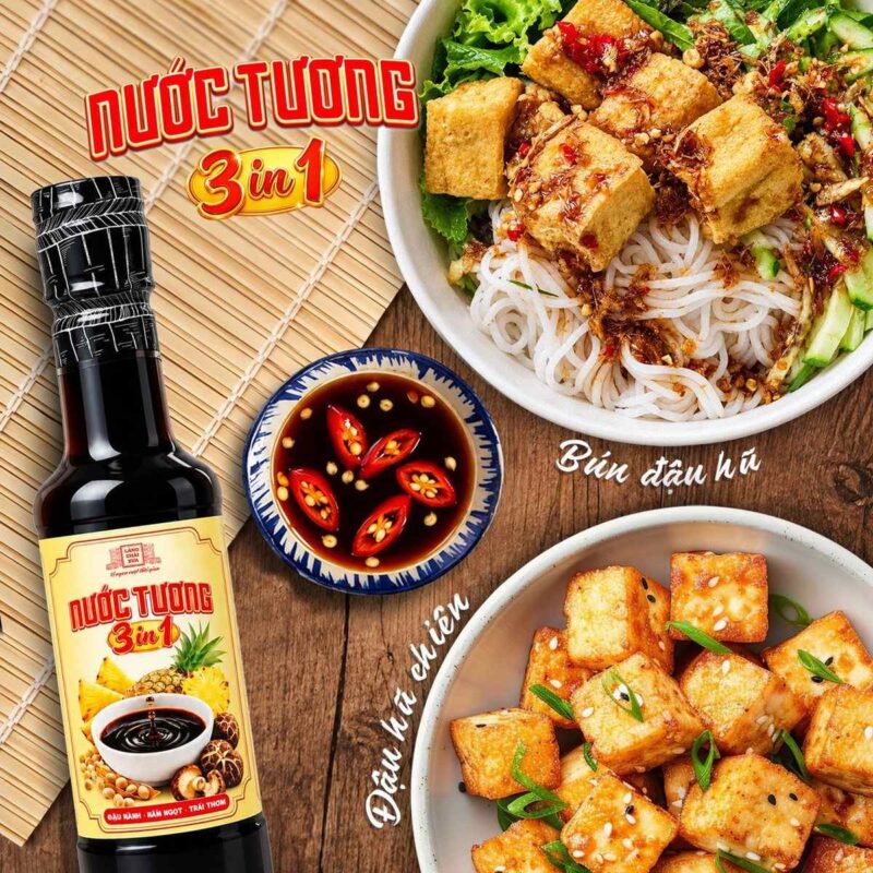 Nước tương 3 trong 1 chấm bún đậu hũ, đậu hũ chiên