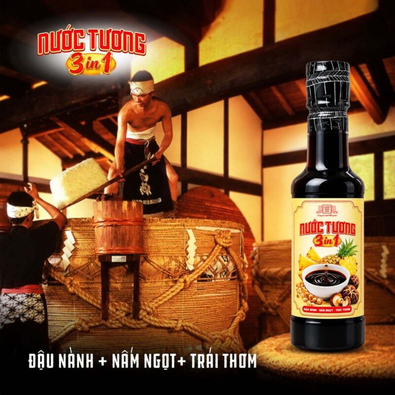 Nước tương 3 trong 1 ủ từ đậu nành, nấm ngọt và trái thơm