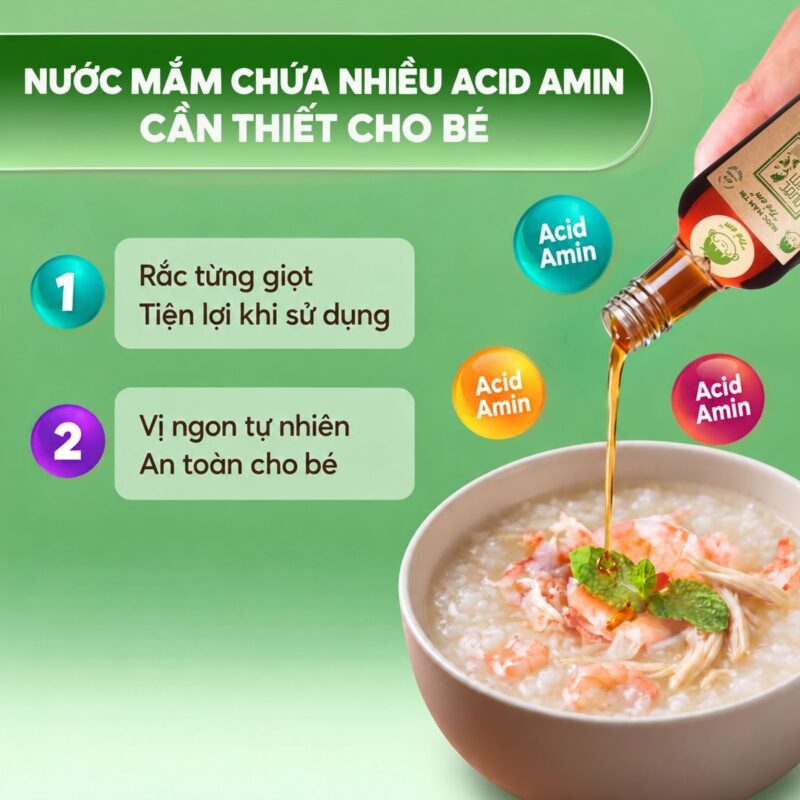 Rót nước mắm Tĩn trẻ em 250ml vào cháo của bé