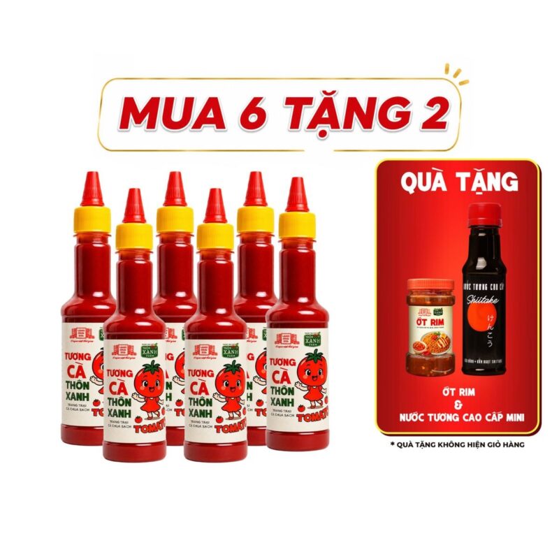 [Tặng Ớt rim và nước tương 125ml] Combo 6 Tương cà Làng Chài Xưa 270g - Trang trại cà chua sạch