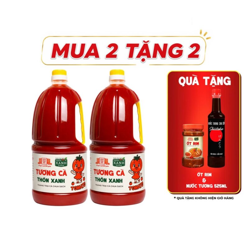 [Tặng Ớt rim và nước tương 525ml] Combo 2 Tương cà Làng Chài Xưa 2.2Kg - Trang trại cà chua sạch