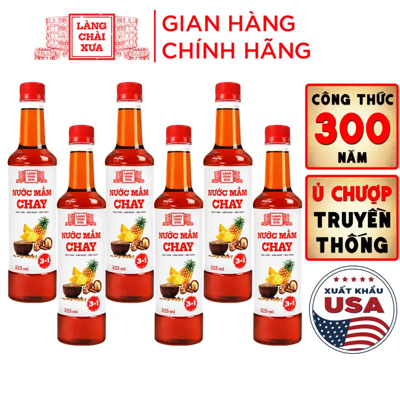 [Thùng 6 Chai] Nước Mắm Chay 3 Trong 1 525ml - Làng Chài Xưa
