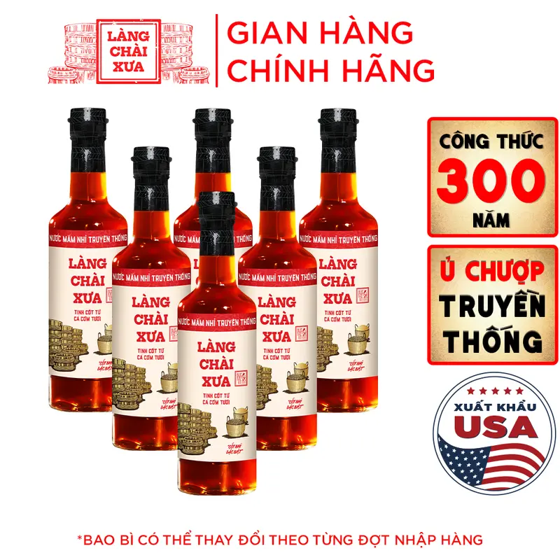 [Thùng 6 Chai] Nước Mắm Nhỉ Truyền Thống Nhãn Đỏ 500ml - Làng Chài Xưa