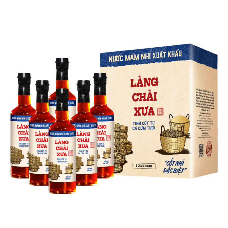 [Thùng 6 chai 500ml] Nước mắm nhỉ xuất khẩu Làng Chài Xưa nhãn xanh vị dịu nhẹ gu giới trẻ Việt Kiều 10N