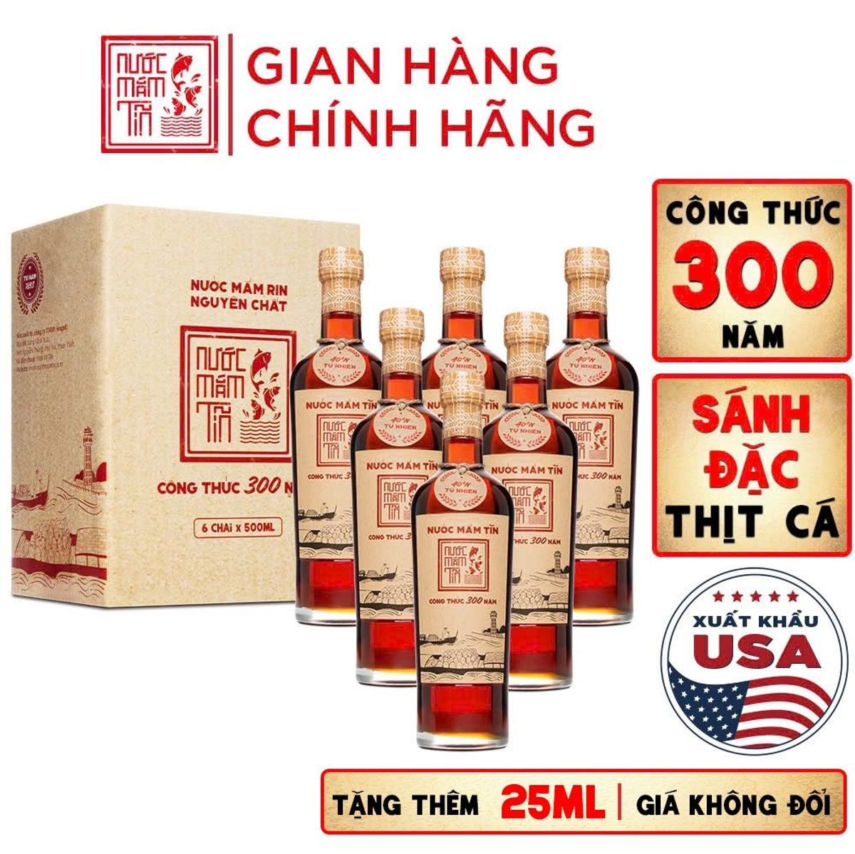 Thùng 6 Chai Nước Mắm Tĩn Nhãn Đỏ Cá Cơm Than 40N 525ml Chai Thủy Tinh 16 Thùng 6 chai nước mắm Tĩn nhãn đỏ cá cơm than 40N 525ml