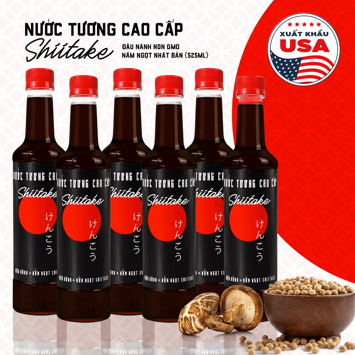 [THÙNG 6 CHAI] Nước Tương Shiitake 525ml - Làng Chài Xưa