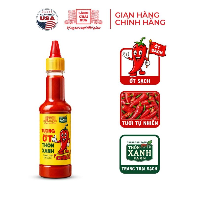 Chai tương ớt Thôn Xanh 270g từ trang trại ớt sạch